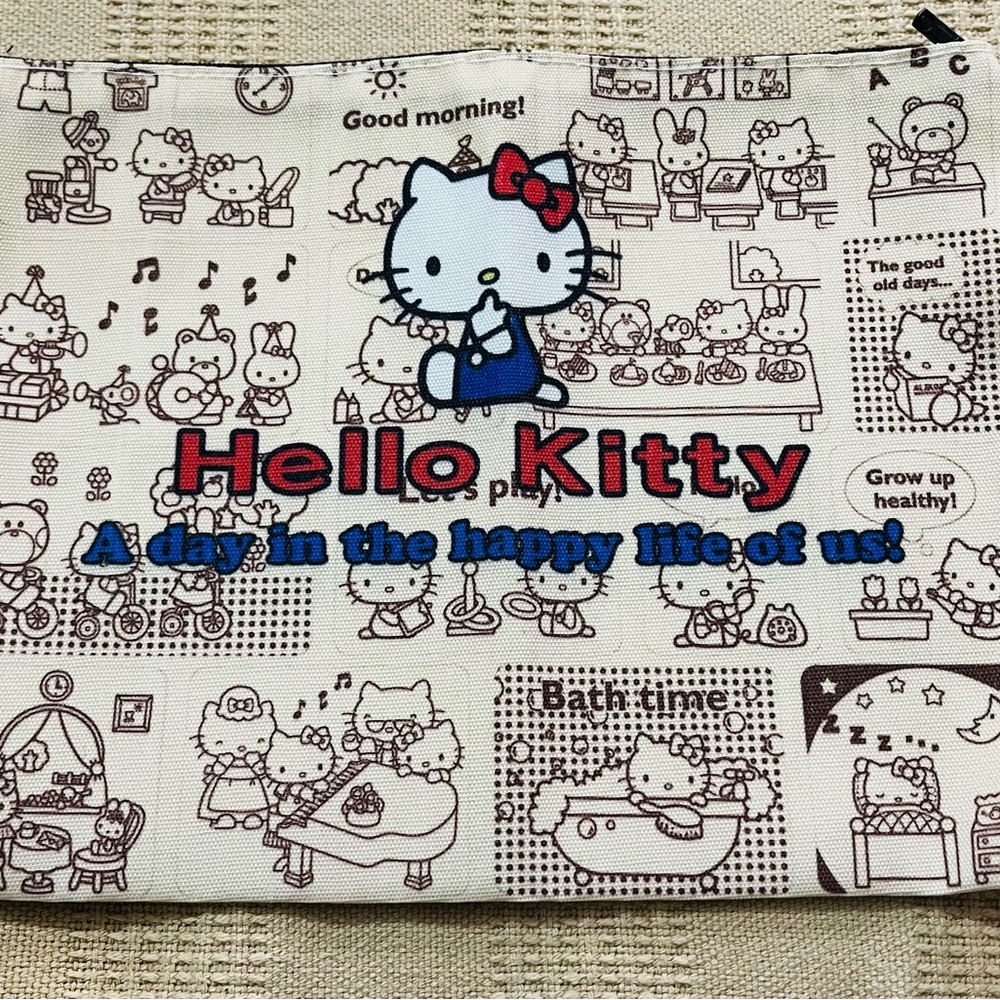 Hello Kitty Kids Tote Bag Set-1 Heavy Zippered Tote, 1 Open, 1 Cosmetic & socks - Picture 7 of 13